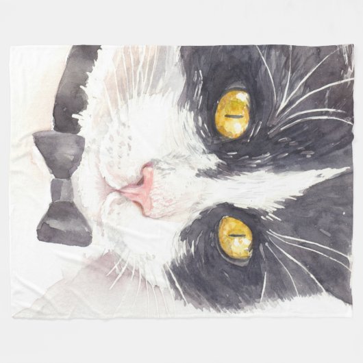 Tuxedo-Katze Fleecedecke (Vorderseite (Horizontal))