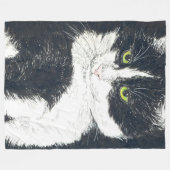 Tuxedo-Katze Fleecedecke (Vorderseite (Horizontal))