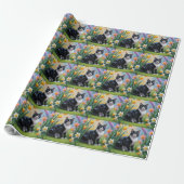 Tuxedo Katze Frühlingsblumen Malerei Geschenkpapier (Ungerollt)