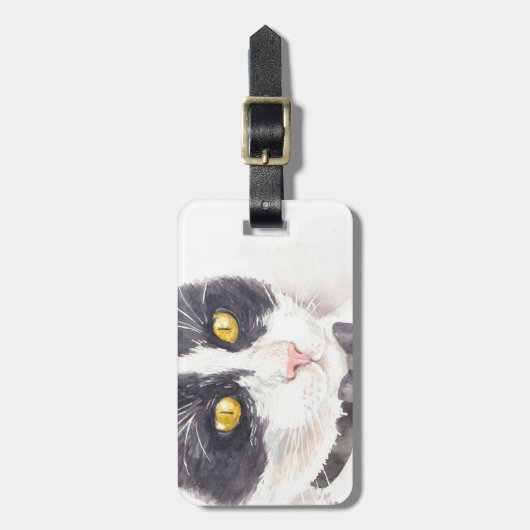 Tuxedo-Katze Gepäckanhänger (Vorderseite vertikal)