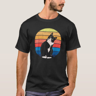 Tuxedo Katze Geschenk Retro Farben für Tierfreunde T-Shirt