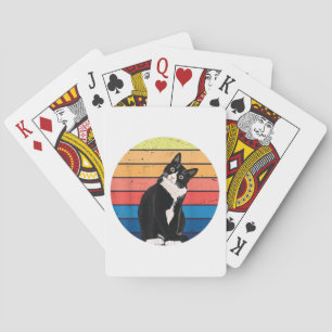 Tuxedo-Katze Geschenk Retro-Farben für Tierliebhab Spielkarten