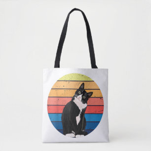 Tuxedo-Katze Geschenk Retro-Farben für Tierliebhab Tasche