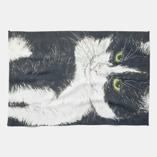 Tuxedo-Katze Geschirrtuch (Horizontal)