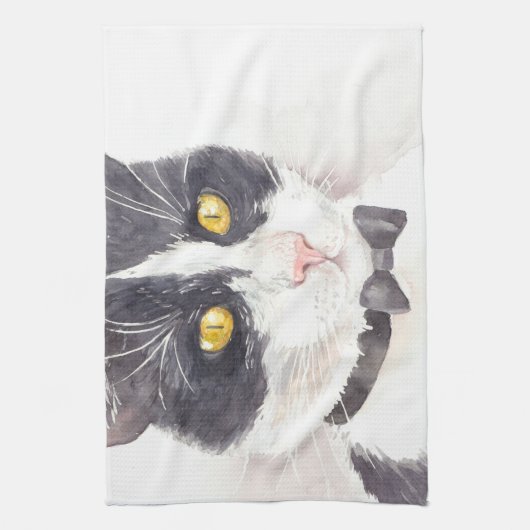 Tuxedo-Katze Geschirrtuch (Vertikal)