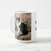 Tuxedo Katze im Garten Kaffeetasse (Vorderseite Links)