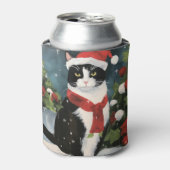 Tuxedo Katze im Schnee Weihnachten Dosenkühler (Kanne Vorderseite)