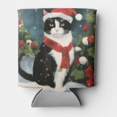 Tuxedo Katze im Schnee Weihnachten Dosenkühler (Vorderseite)