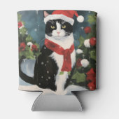 Tuxedo Katze im Schnee Weihnachten Dosenkühler (Rückseite)