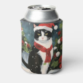Tuxedo Katze im Schnee Weihnachten Dosenkühler (Kanne Rückseite)