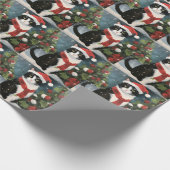 Tuxedo Katze im Schnee Weihnachten Geschenkpapier (Ecke)