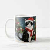 Tuxedo Katze im Schnee Weihnachten Kaffeetasse (Links)