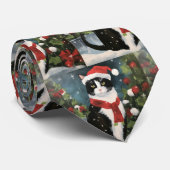 Tuxedo Katze im Schnee Weihnachten Krawatte (Gerollt)