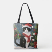Tuxedo Katze im Schnee Weihnachten Tasche (Rückseite)