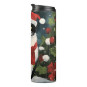 Tuxedo Katze im Schnee Weihnachten Thermosbecher (Nach rechts gedreht)