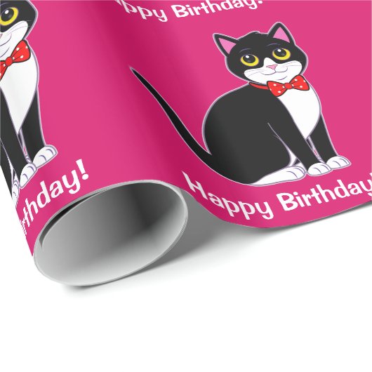 Tuxedo-Katze in der Bogen-Krawatte: Alles Gute zum Geschenkpapier (Rolleneckpunkt)