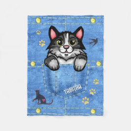 Tuxedo Katze in Imitate Denim Pocket mit Individue Fleecedecke