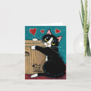 Tuxedo-Katze in Liebe mit Box-Merkkarte Karte