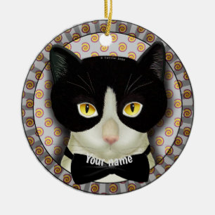 Tuxedo-Katze Keramik Ornament