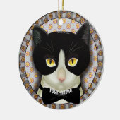 Tuxedo-Katze Keramik Ornament (Links)