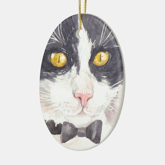Tuxedo-Katze Keramik Ornament (Links)