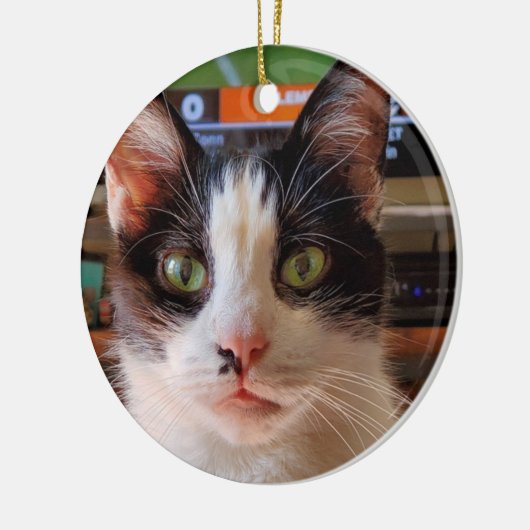 Tuxedo-Katze Keramik Ornament (Links)