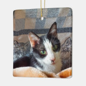 Tuxedo-Katze Keramikornament (Links)