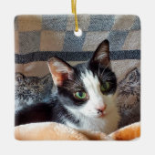 Tuxedo-Katze Keramikornament (Vorderseite)