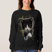 Tuxedo Katze Kitten Schwarz-Weiß-Tier Sweatshirt (Vorderseite)