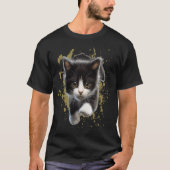 Tuxedo Katze Kitten Schwarz-Weiß-Tier T-Shirt (Vorderseite)