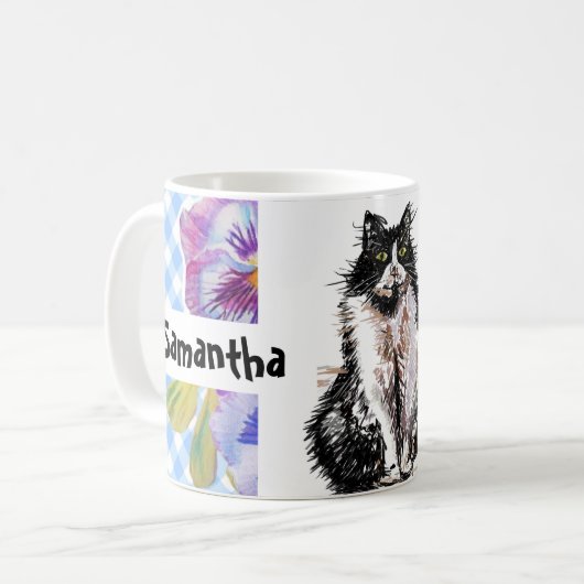 Tuxedo Katze Liebe Sie Schwarz und Weiß Katzen Mag Kaffeetasse (Vorderseite Links)