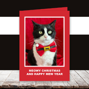 Tuxedo-Katze Meowy Weihnachtskarte Karte