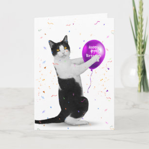 Tuxedo Katze mit 91. Geburtstagskarte Karte