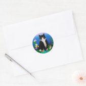 Tuxedo Katze mit Blume Aufkleber (Umschlag)