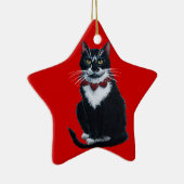 Tuxedo Katze mit Herzkragen Keramik Ornament (Rechts)