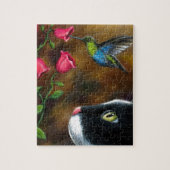 Tuxedo Katze mit Hummingbird Katze 571 Puzzle (Vertikal)