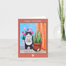 Tuxedo Katze mit Kaffee Geburtstag