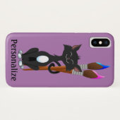 Tuxedo Katze mit künstlerischen Pinseln Case-Mate iPhone Hülle (Rückseite (Horizontal))