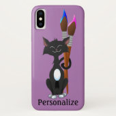Tuxedo Katze mit künstlerischen Pinseln Case-Mate iPhone Hülle (Rückseite)