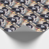 Tuxedo Katze mit Martini-Cocktail Geschenkpapier (Ecke)
