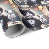 Tuxedo Katze mit Martini-Cocktail Geschenkpapier (Rolleneckpunkt)