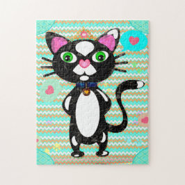 Tuxedo Katze mit Mausspielzeug Puzzle