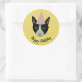 Tuxedo Katze mit Party Hat Runder Aufkleber (Tasche)