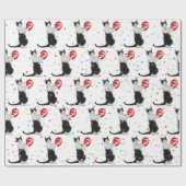 Tuxedo Katze mit Red Birthday Balloon Geschenkpapier (Flach)