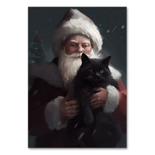 Tuxedo-Katze mit Santa Claus Festive Weihnachten Tischnummer