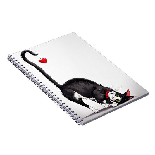 Tuxedo Katze mit schwindendem Herzen Notizblock (Rechte Seite)