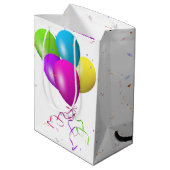 Tuxedo Katze mit Sweet 16 Balloon Medium Geschenkt Mittlere Geschenktüte (Rückseite Schrägansicht)