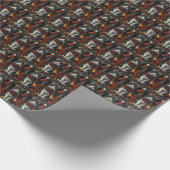 Tuxedo Katze mit Weihnachtsgeschenken Kamin Geschenkpapier (Ecke)