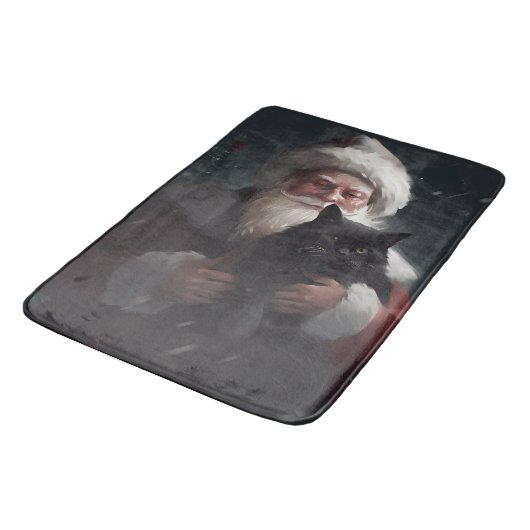 Tuxedo Katze mit Weihnachtsmann Weihnachten Badematte (Schrägansicht)