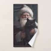 Tuxedo Katze mit Weihnachtsmann Weihnachten Badhandtuch Set (Handtuch)